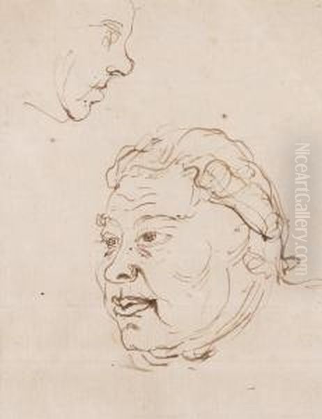 Ansiktsstudier (mojligen Forestallande Joahn Tobias Sergel) - view 1