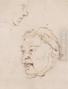 Ansiktsstudier (mojligen Forestallande Joahn Tobias Sergel) by Carl August Ehrensvard
