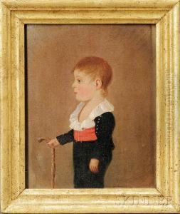 Portrait Of A Small Boy With A Cane. by Jacob Eichholtz