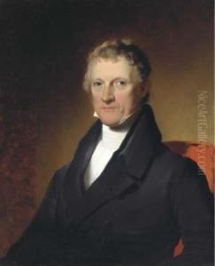A Portrait Of A Gentleman In A Black Coat; Also A Portrait Of Alady by Jacob Eichholtz