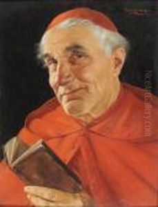 Portrait Of A Cardinal, Head And Shoulders, Reading A Book by Erwin Eichinger