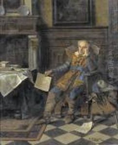 Renaissance-interieur Mit Stratege In Lehnstuhl.