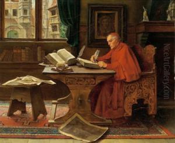Cardinal Working On A Study - view 1