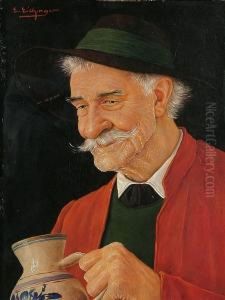 An Old Man Holding A Pitcher by Erwin Eichinger