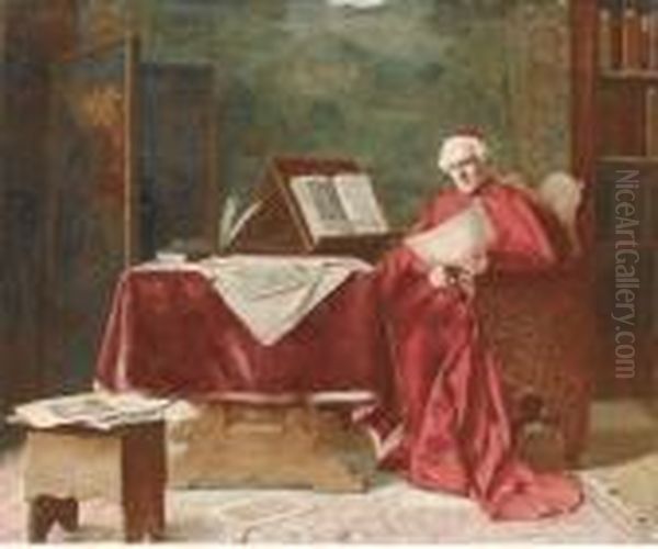 A Cardinal Examining Drawings - view 1