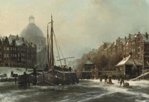 Winterdag: On The Frozen Singel, Amsterdam - view 1