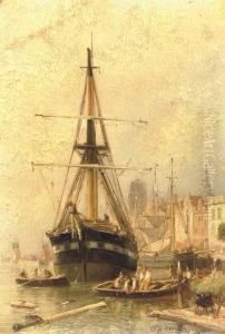 A Busy Day In The Harbour Of Dordrecht by Willem Hendrik Eickelberg