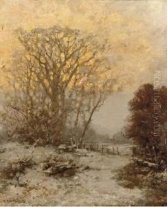 Sunset Over A Snowcovered Landscape by Willem Hendrik Eickelberg