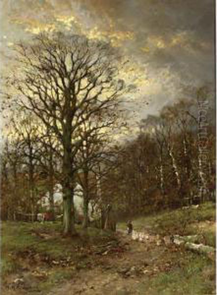 Autumnlandscape With A Farmhouse In The Distance - view 1