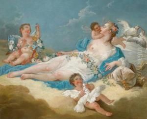 Auf Wolken Ruhende Venus Mit Amoretten