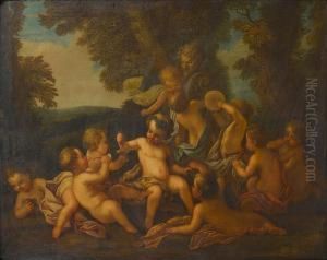 The Infant Bacchus In A Bacchanale by Charles Dom. Joseph Eisen