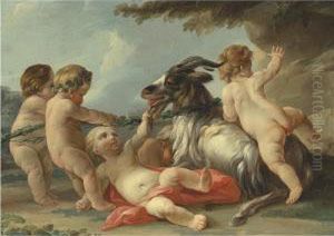 Putti Playing With A Goat by Charles Dom. Joseph Eisen