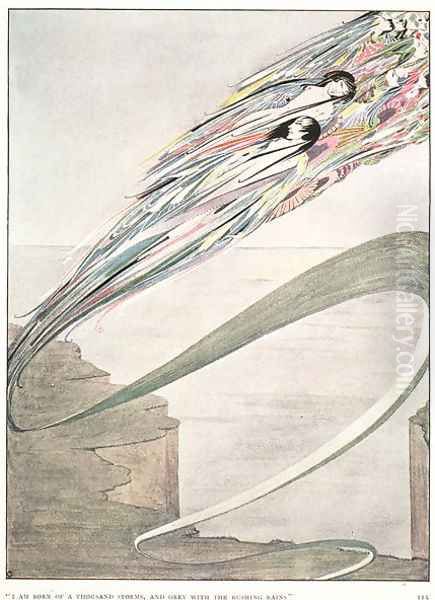 "I am born of a thousand storms, and grey with rushing rains", illustration to 'All is Spirit and Part of Me' - view 1