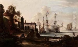 Porto Di Mare Con Villaggiocostiero by Johann Eismann