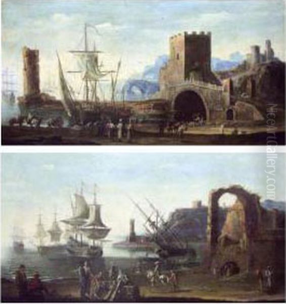 Marchand Et Pecheurs Dans Un 
Port Mediterraneen - L'embarquement Dans Un Port Mediterraneen. - view 1