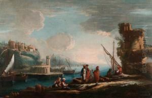 Marina Con Figure Di Orientali by Johann Eismann