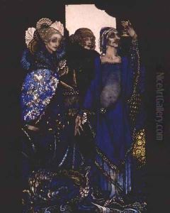 "Queens who wasted the East by proxy..." by Harry Clarke