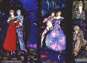 The Geneva Window depicting 'The Playboy of the Western World', 'The Dreamers' and 'The Demi Gods', 1929