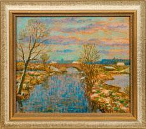 Alster Mit Brucke Im Winter - view 1
