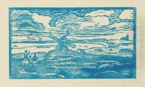 Windmuhle In Der Munkmarsch Auf Sylt by Ernst Wilhelm H. Eitner