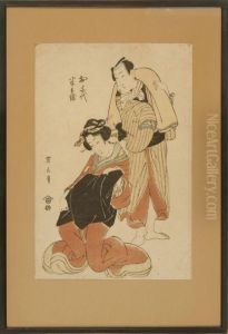 Man And Woman With Sleeping Mat by Kikukawa Eizan