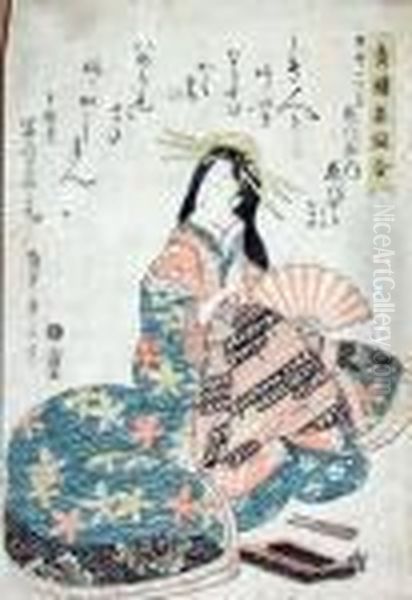 Woman Painting Fans - view 1