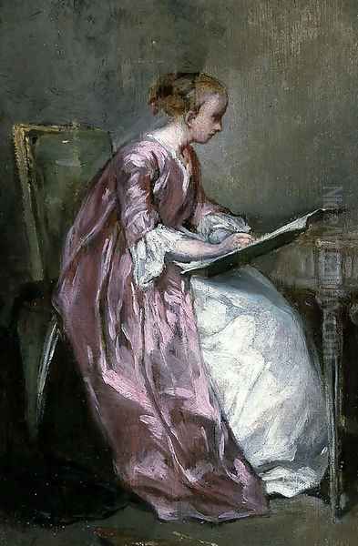 A Young Girl Drawing - view 1