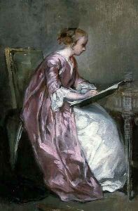 A Young Girl Drawing by Charles Chaplin