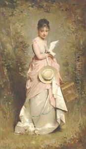 A young girl with a dove by Charles Chaplin