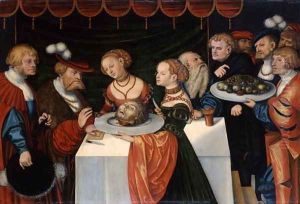 Salome presents the head of John the Baptist at Herod's Feast, 1537 by Lucas The Younger Cranach