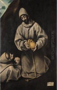 Saint Francis And Brother Leo Meditating On Death by El Greco (Domenikos Theotokopoulos)