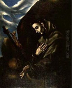Saint Francis Standing In Meditation by El Greco (Domenikos Theotokopoulos)