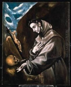 Saint Francis Standing In Meditation by El Greco (Domenikos Theotokopoulos)