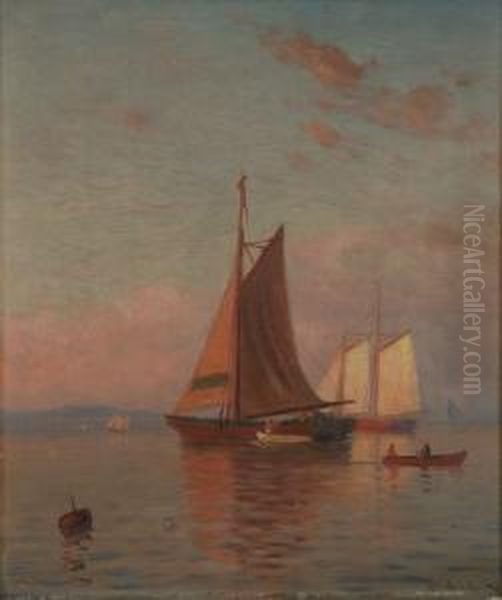 Sunset Coastal Scene With Ships - view 1