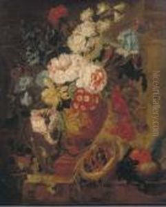 Flowers In A Terracotta Vase
Decorated With Putti, With Fruits, Butterflies, A Bluebottle, A Snail, A
Spider And Four Chicks In A Nest On A Ledge Flowers In A Terracotta Vase
Decorated With Putti, With Fruits, Butterflies, A Bluebottle, A Snail, A
Spider And Four Chicks In A Nest On A Ledge
