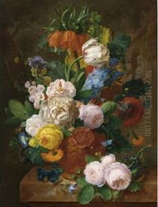 A Flower Still Life In A Terra Cotta Vase A Flower Still Life In A Terra Cotta Vase