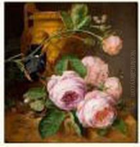 Nature Morte Au Nid, Aux Roses Et A L'oiseau Sur Fond De Vase A L'antique Nature Morte Au Nid, Aux Roses Et A L'oiseau Sur Fond De Vase A L'antique
