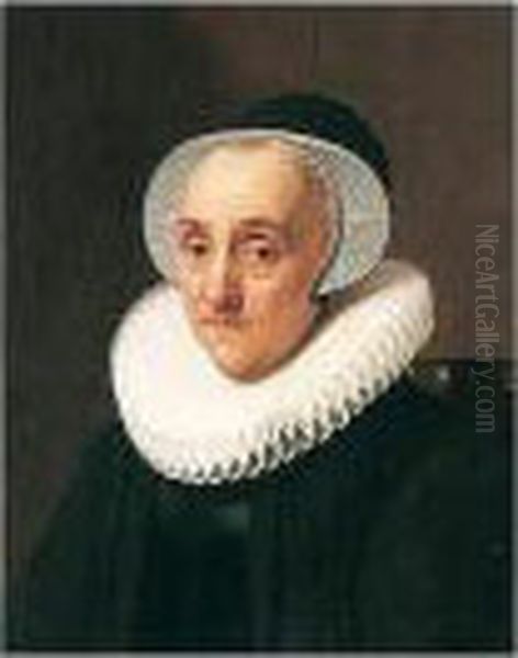 Portrait Of An Old Lady, Half
Length, Seated, Wearing Black With A White Ruff And Head-dress - view 1