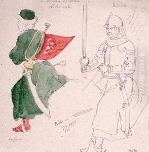 Trebacz I Husarz Z Obrazu W Podhorcach by Waleri Eliasz-Radzikowski
