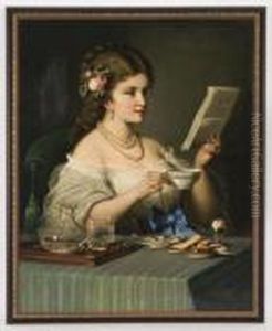 A Woman Drinking Tea And Reading