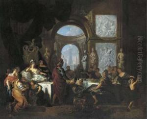 The Banquet Of Cleopatra by Ottmar, the Younger Elliger