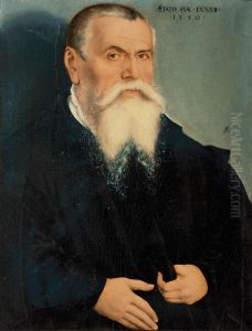 Portrait of Lucas Cranach the Elder (1472-1553) 1550 by Lucas The Younger Cranach