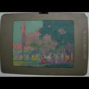 Figures In A Park By Bench by Emily Louise Orr Elliott