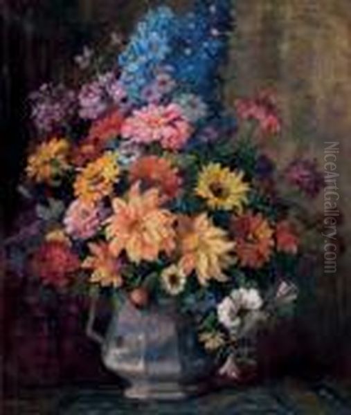 Mixed Floral Bouquet With Hyacinths And Zinias. - view 1