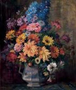 Mixed Floral Bouquet With Hyacinths And Zinias.