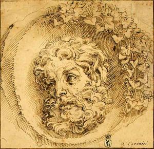 Head of a Faun in a Concave (roundel) c. 1595 by Agostino Carracci