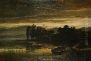 Extensive Landscape At Dusk, A Church Beyond