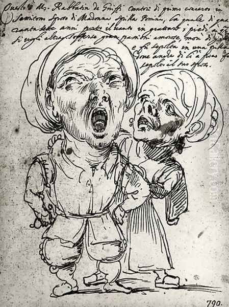 Caricature of Rabbatin de Griffi and his wife Spilla Pomina - view 1