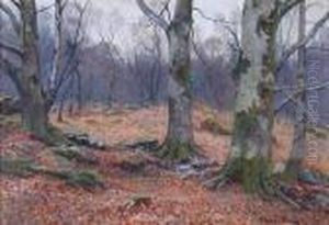 A Woodland In Autumn by Thomas Ellison