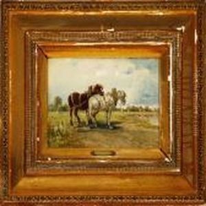 Two Horses On A Field
